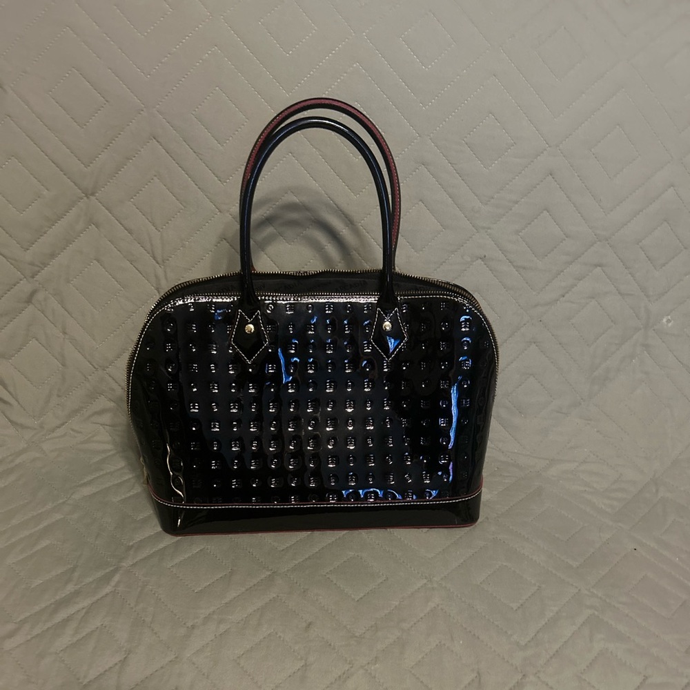 Arcadia Made In Italy Black Genuine Patent Leather Satchel